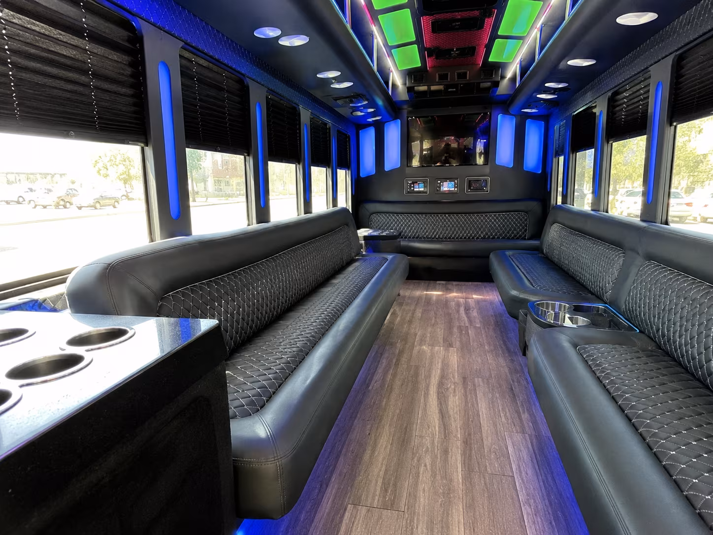 east orange 15 passenger party bus inside