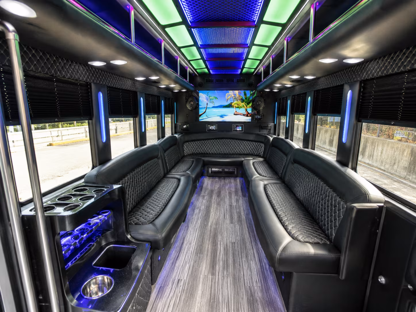 east orange 18 passenger party bus inside