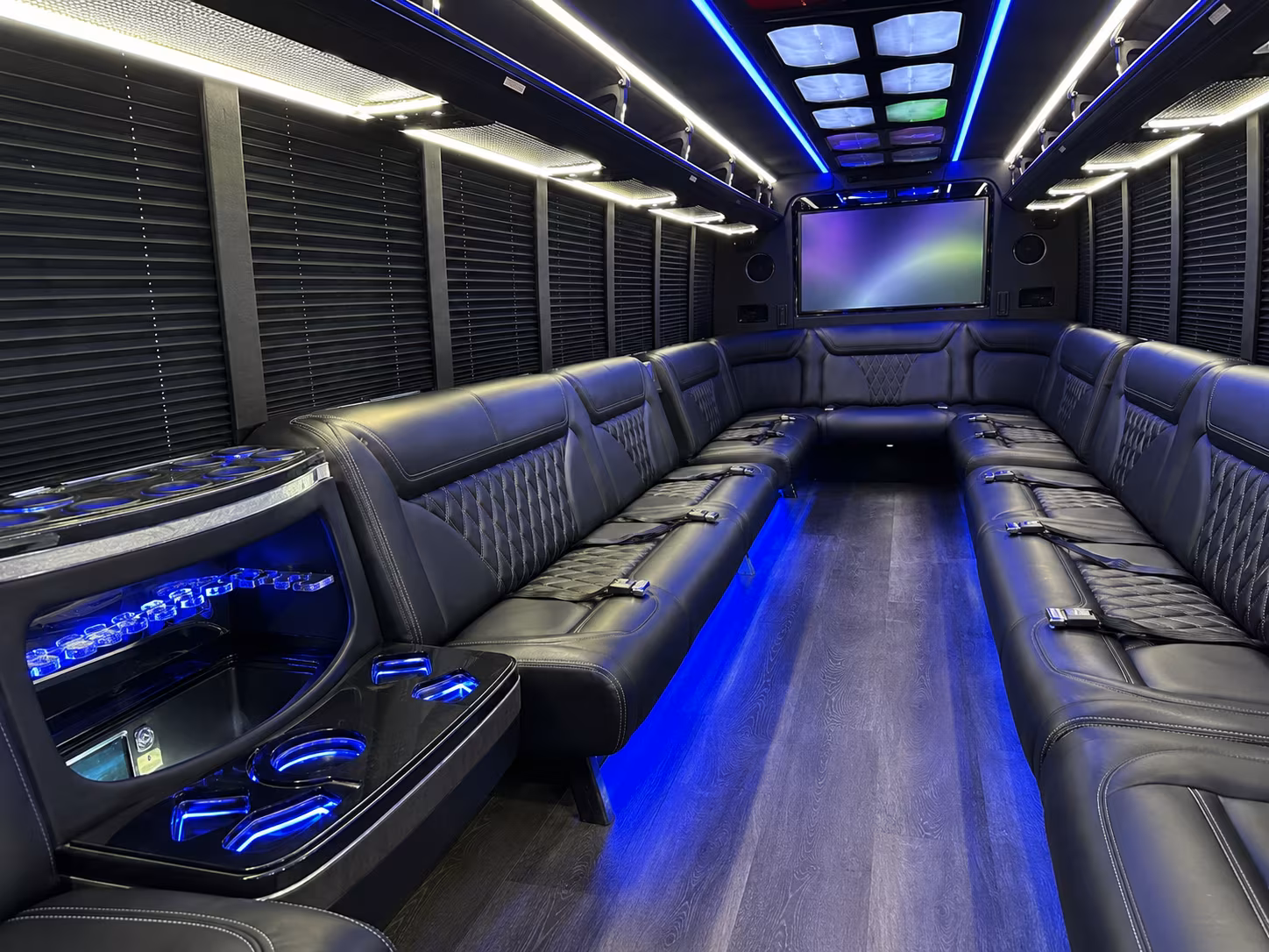 east orange 20 passenger party bus inside