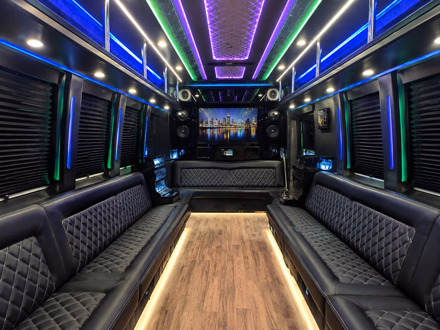 east orange 25 passenger party bus interior