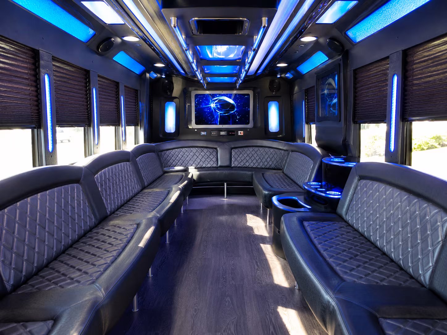 east orange 28 passenger party bus inside
