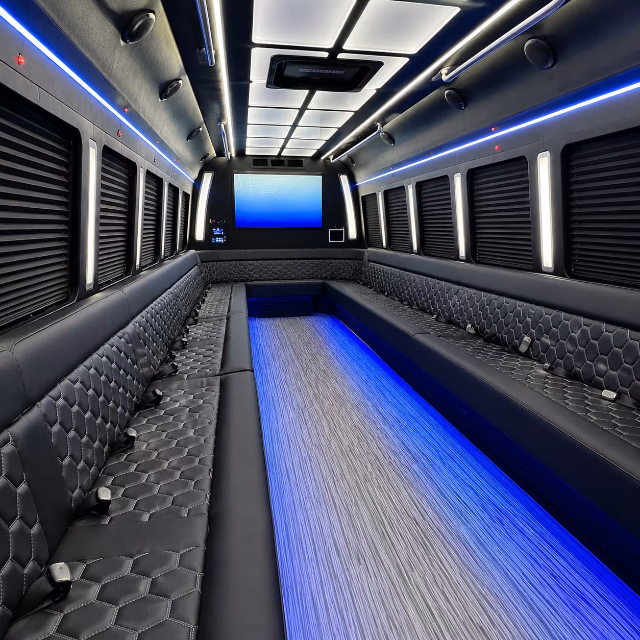 east orange 50 passenger party bus inside