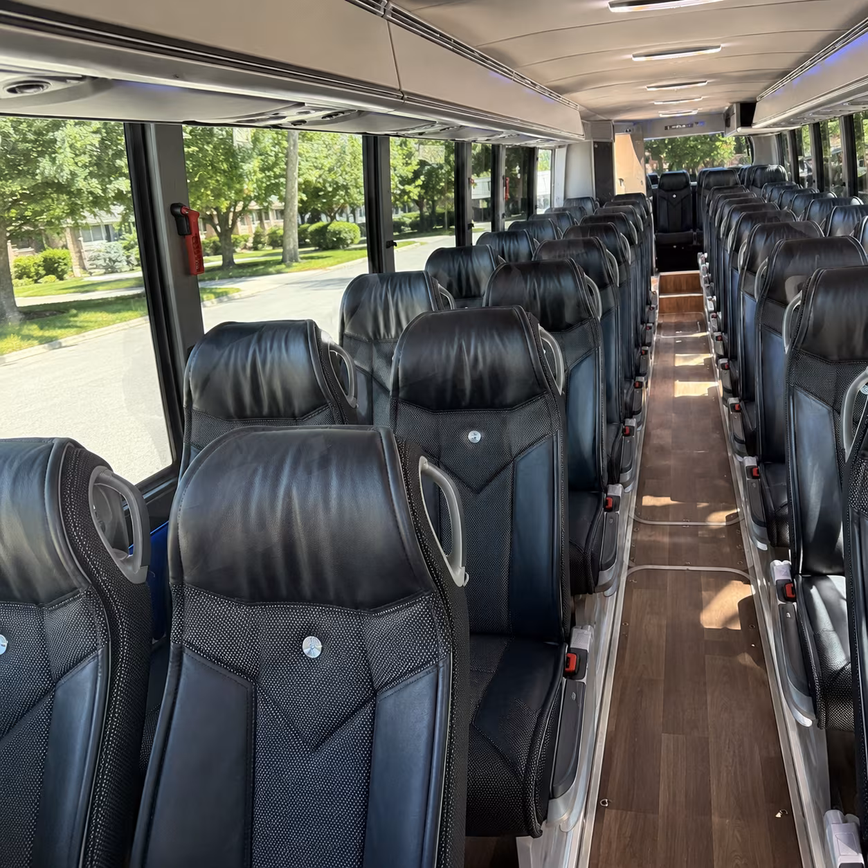 east orange 56 passenger charter bus inside